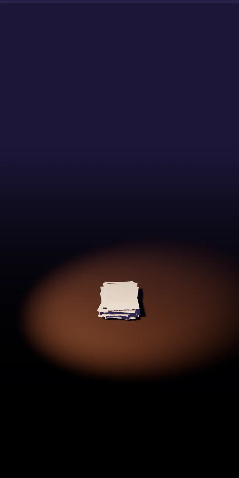 A desk in the evening, a pile of medical letters under the lamp; the sheets lift, turn into data points and connect into the bird from the Breeflee logo.